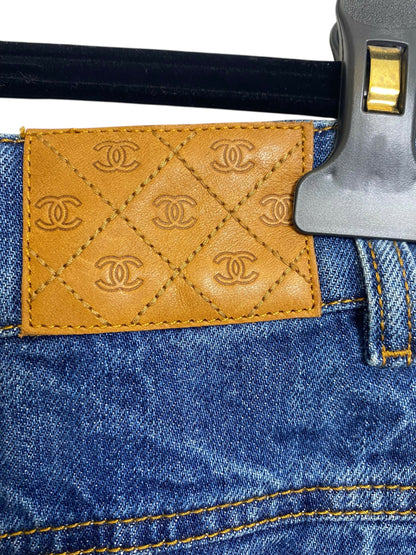 Chanel 19P Sand By The Sea Wide Leg Blue Jeans FR 36