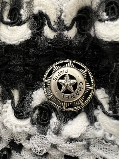 Chanel 14A Dallas series black tweed fringed jacket