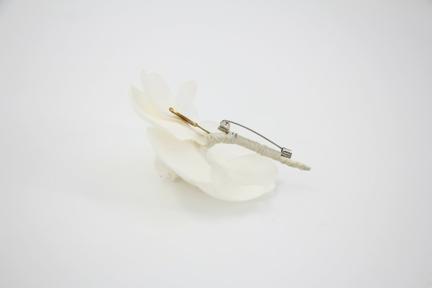 Chanel Vintage 81-85 Silk White Camellia Brooch