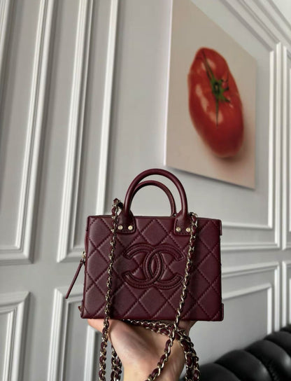 chanel22 burgundy box bags small size