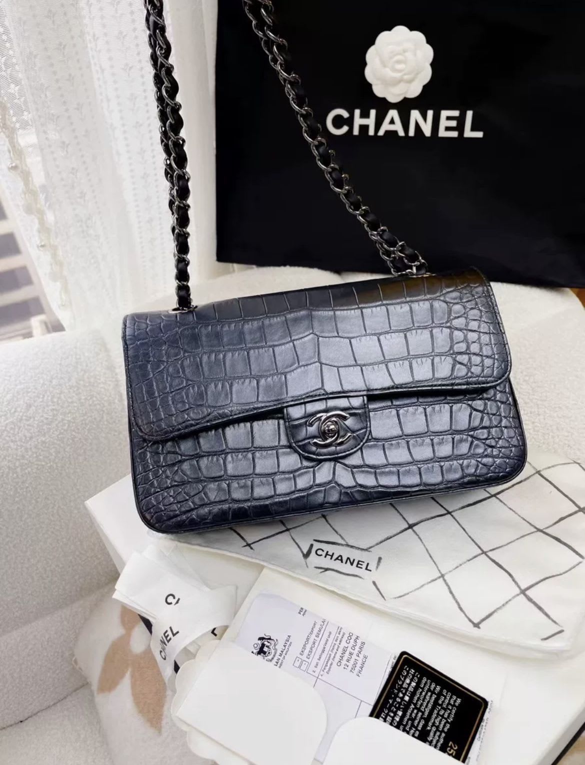 RARE CHANEL CLASSIC FLAP BAG IN ALLIGATOR