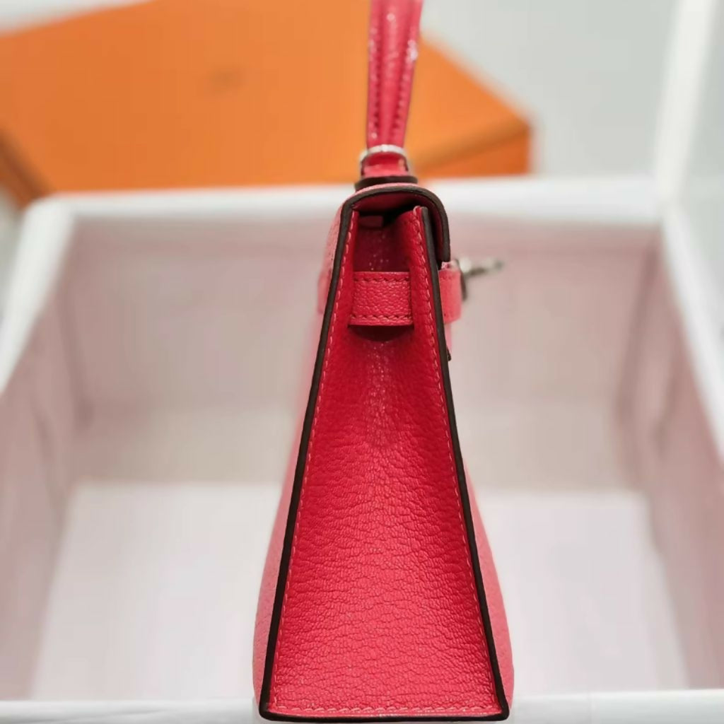 Hermès Mini Kelly II Rose Lipstick/Rose Extreme chèvre leather