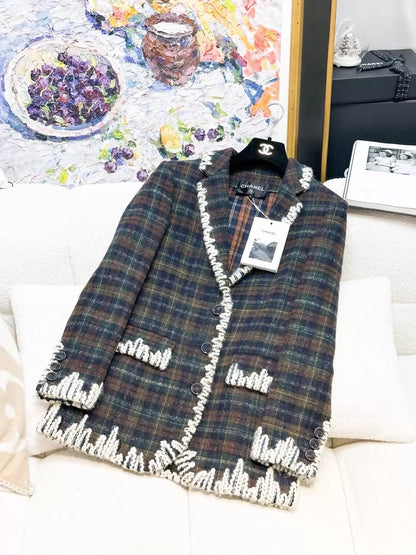 Chanel 19k green blue tweed jacket,
