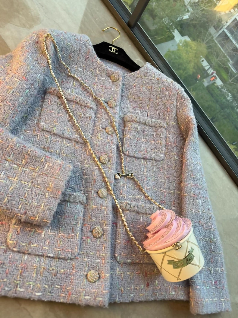 Chanel 25B purple tweed jacket!