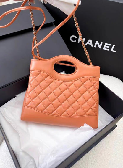 Chanel 31 Mini Orange Aged Calfskin Gold Hardware