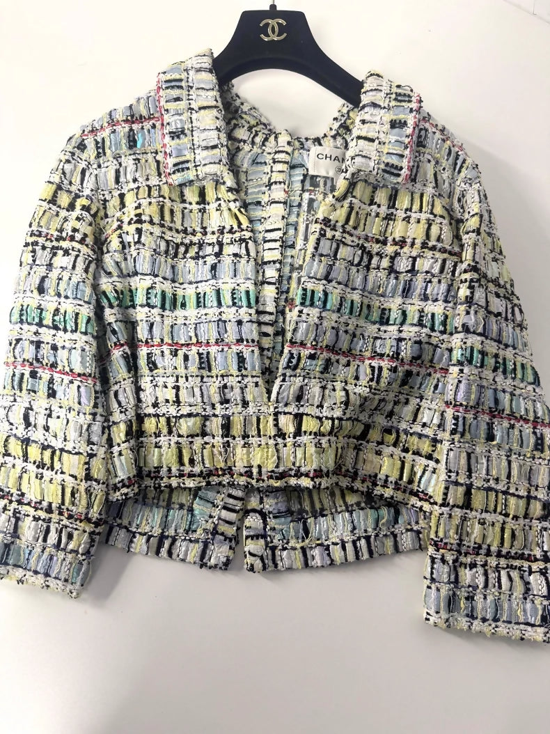 Chanel 24S yellow multicolour tweed Jacket