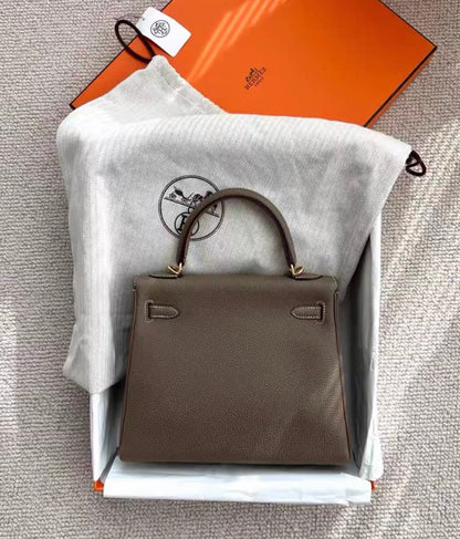 Hermes kelly 25 etoupe togo leather gold hardware