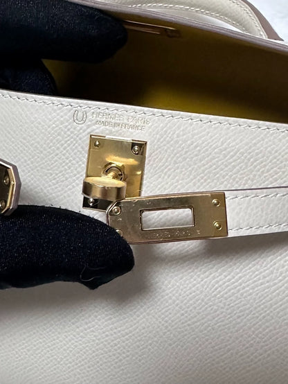 Hermes Mini Kelly 20 craie epsom leather gold hardware
