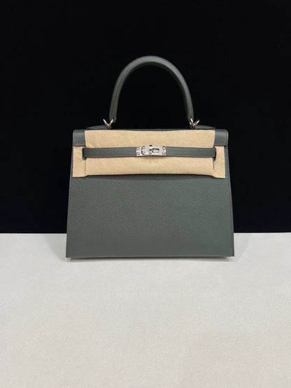 Hermes Kelly 25 Green Vert Mangrove Epsom leather palladium hardware