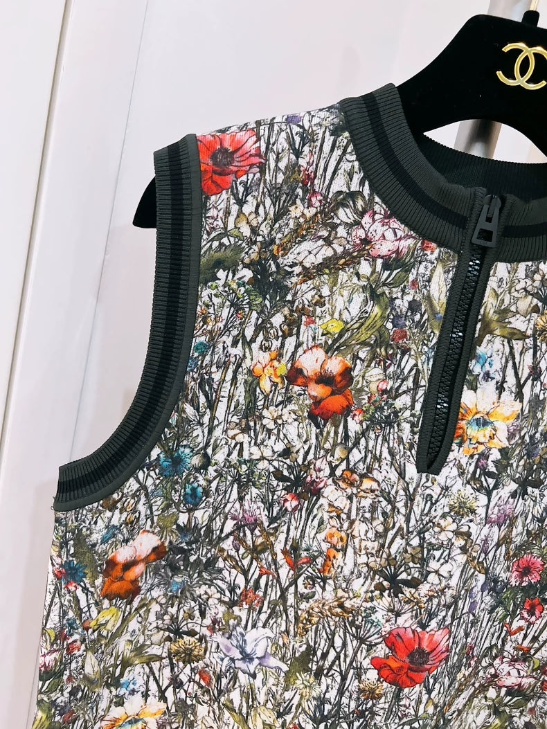 Christian Dior Jungle Floral Dress, Size F38, Dior Sleeveless Printed Dress