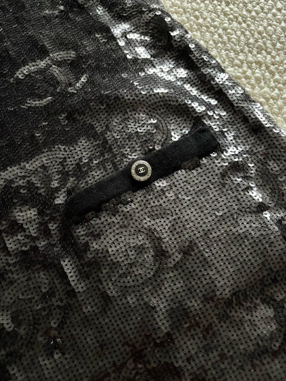 Chanel 22S Black All-over Logo Sequin Dress