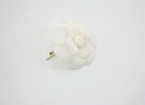 Chanel Vintage 81-85 Silk White Camellia Brooch