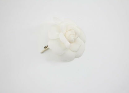 Chanel Vintage 81-85 Silk White Camellia Brooch