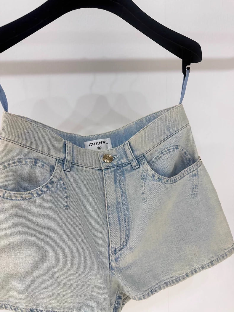 Chanel 21C double C denim shorts