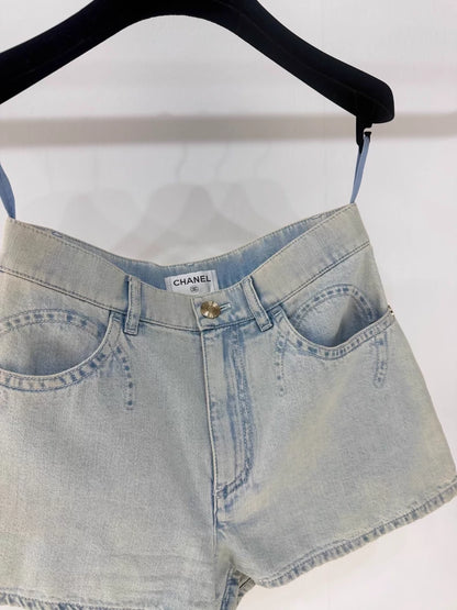 Chanel 21C double C denim shorts