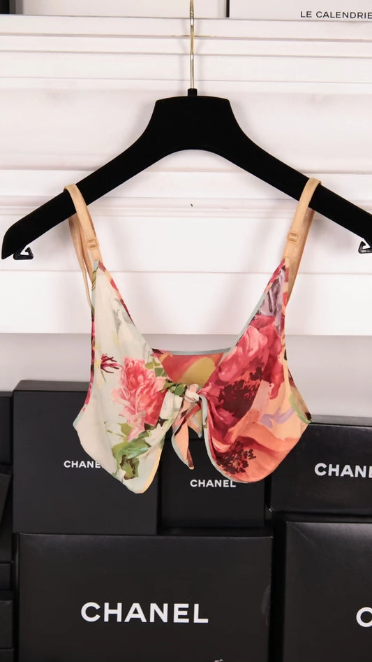 Jean Paul Gaultier JPG Colorful Floral Silk Top