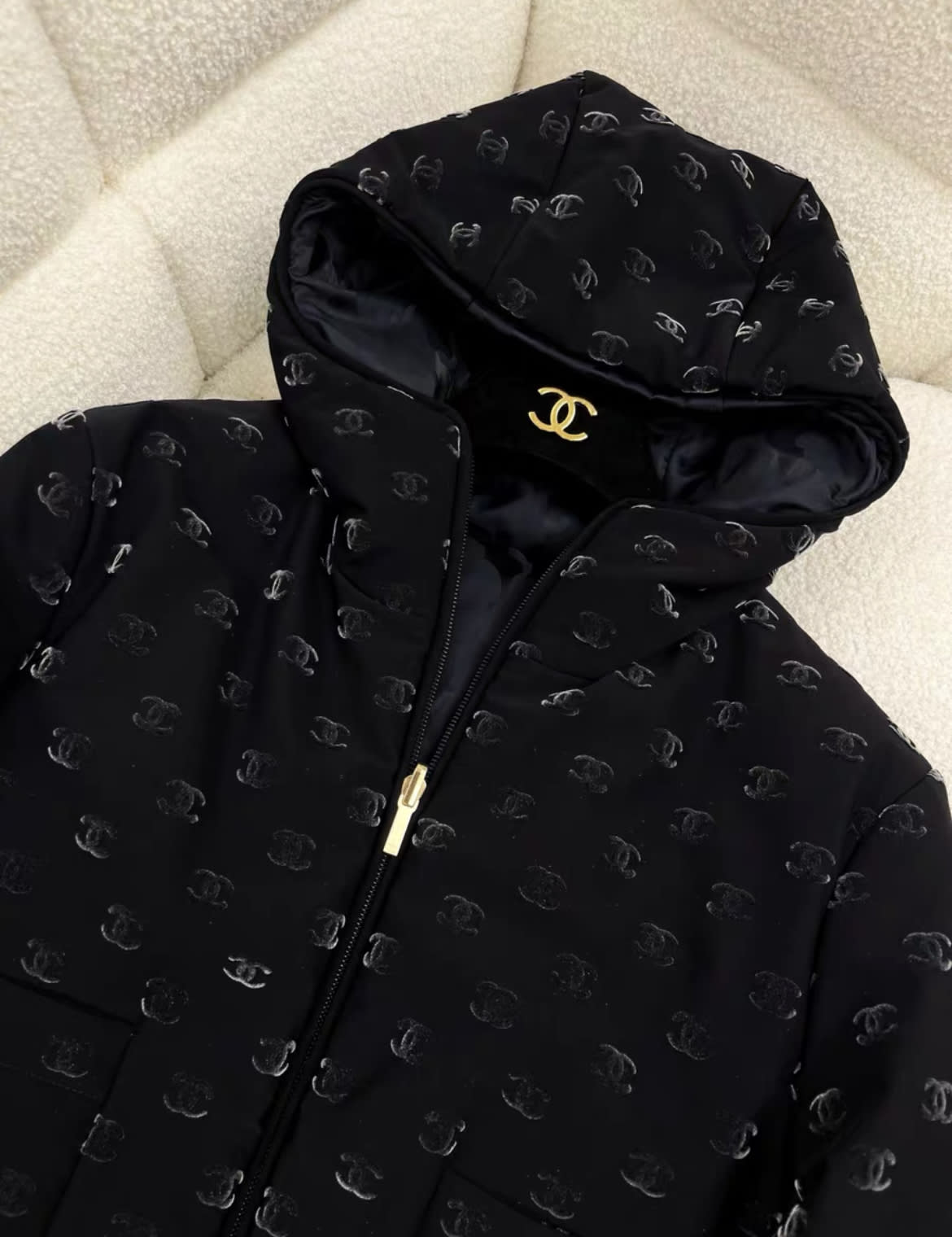 Chanel 22N double-sided full logo black ski suit down jacket