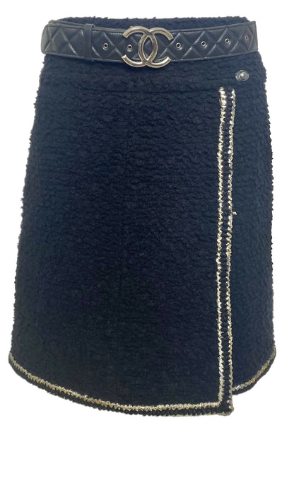 Chanel 14A Black Quilted Lambskin Silver CC Logo Belt 80/32