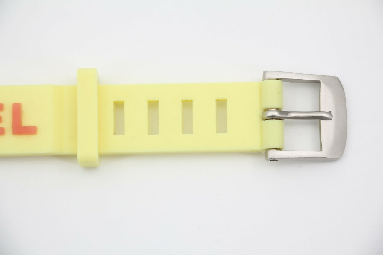 Chanel Vintage 99P Rubber Yellow with Orange Lettering Bracelet