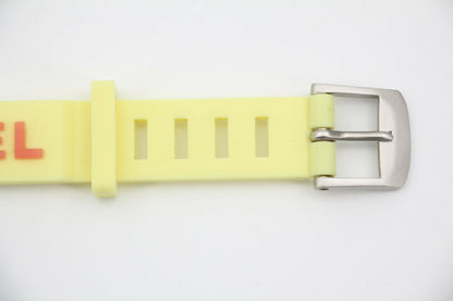 Chanel Vintage 99P Rubber Yellow with Orange Lettering Bracelet