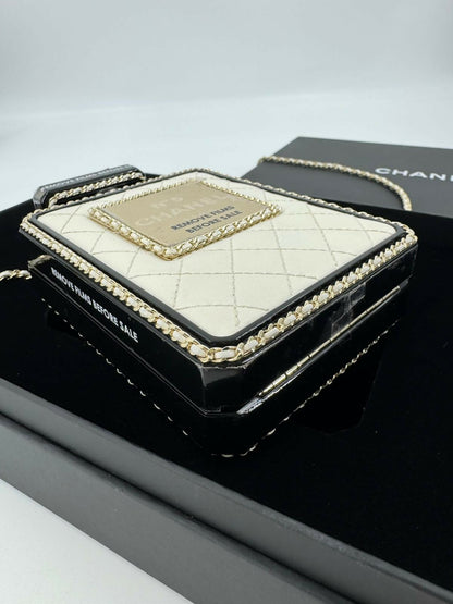 Chanel 22S Plexiglass Black Quilted Leather and White Perspex Perfume Bottle Minaudière Mini Flap Bag