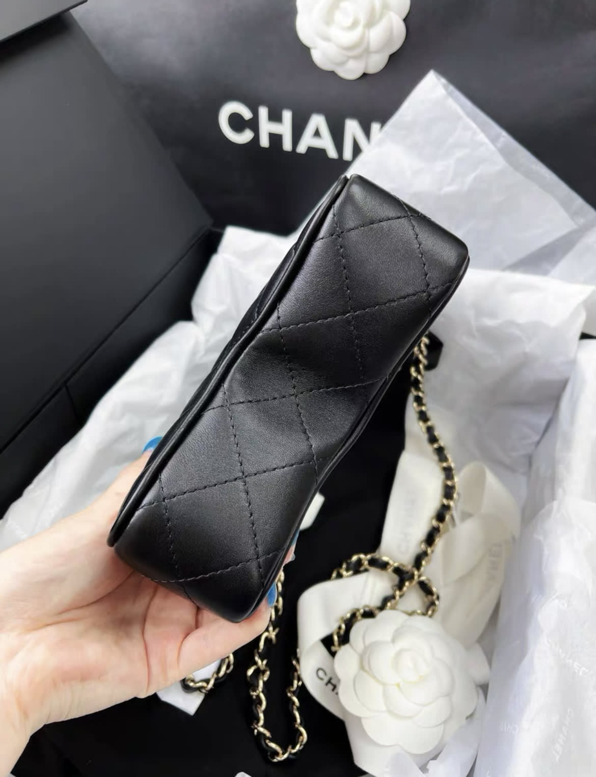 CHANEL 24C STAR BAG LAMBSKIN BLACK GHW