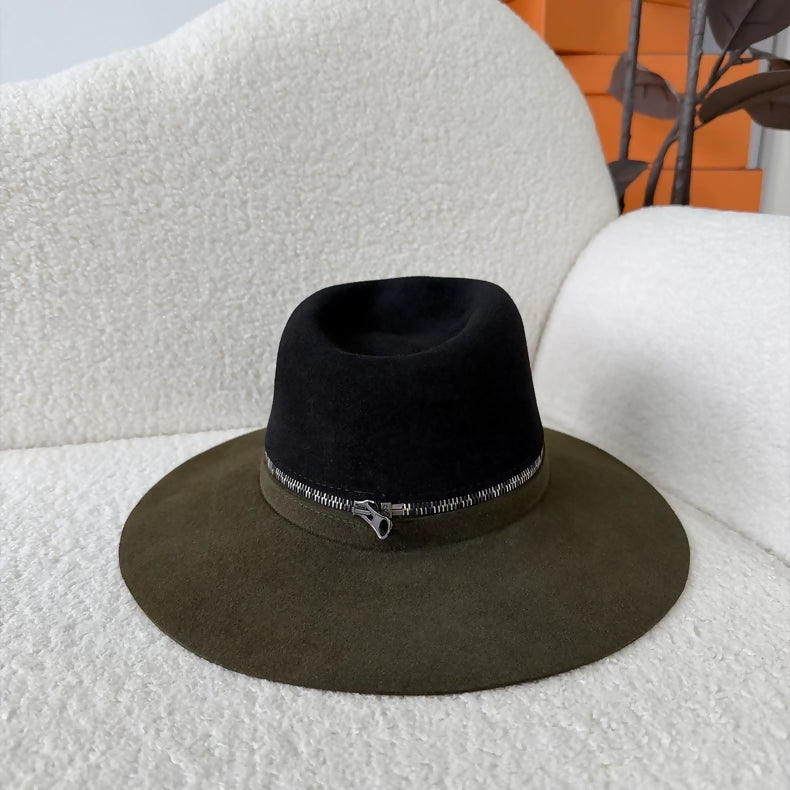 Maison Michel Black and Green Zipper Hat