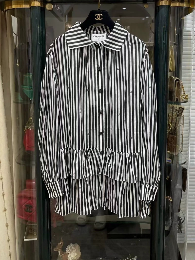Chanel 24M Black & white Striped Shirt