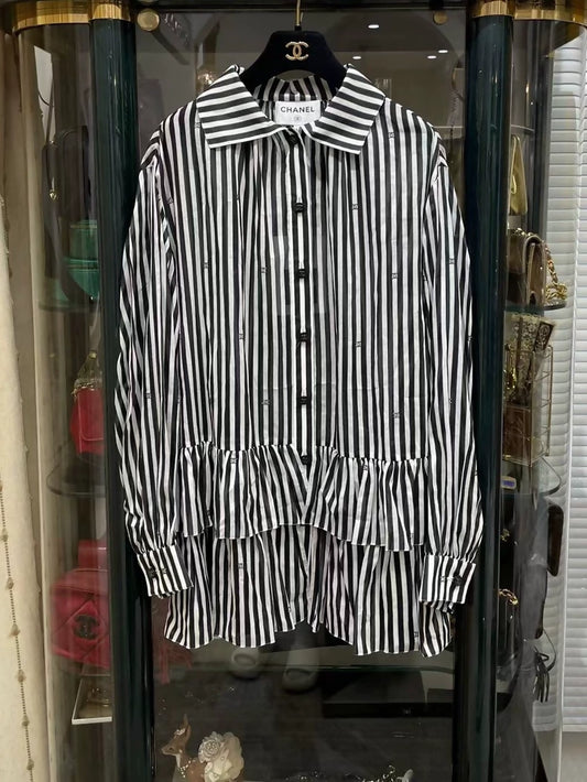 Chanel 24M Black & white Striped Shirt