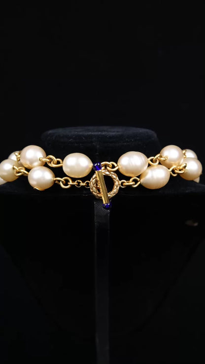 Chanel Red Openwork Glass and Pearl Long Necklace