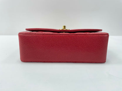 Chanel Vintage 91-94 Caviar Leather Red Diana Flap Bag