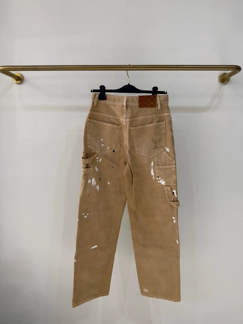 Louis Vuitton 26 Print Embroidered Denim Cargo Pants