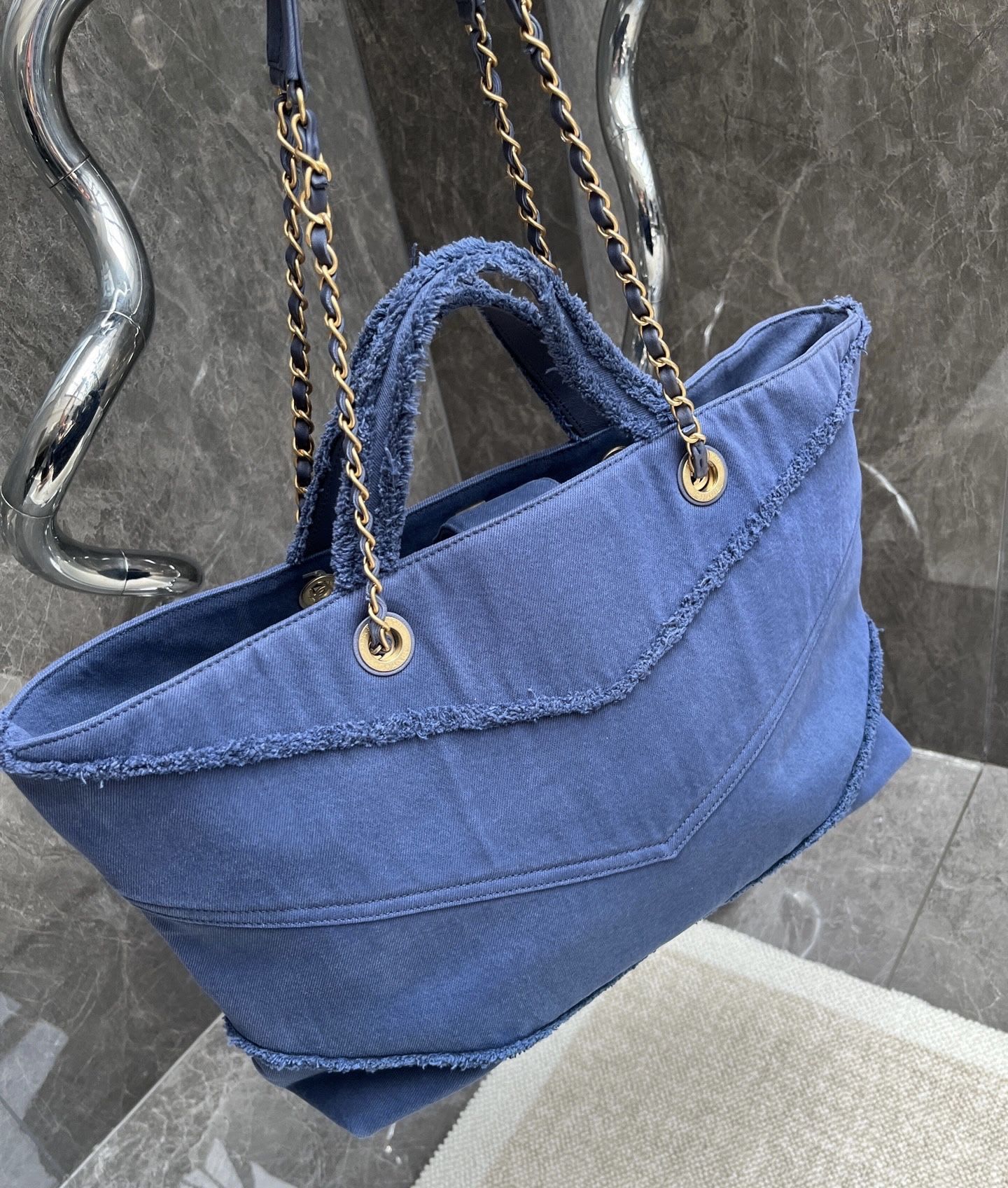 Chanel denim coco beach bag