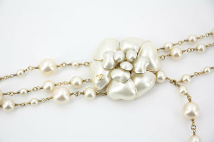 Chanel Vintage 02A Imitation Pearl Camellia Layered Necklace