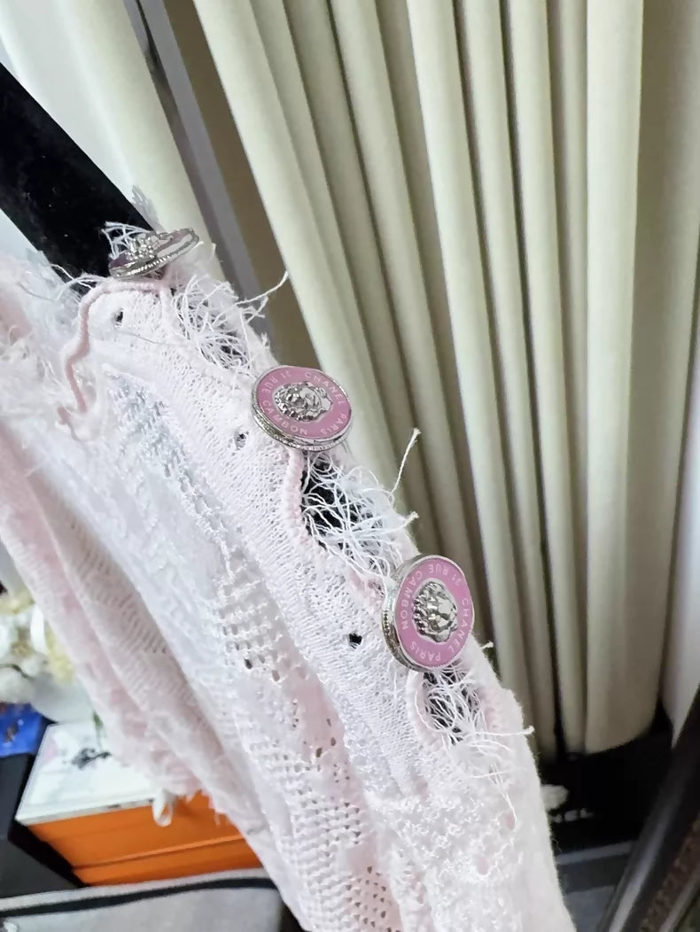 Chanel pink lace camellia dress