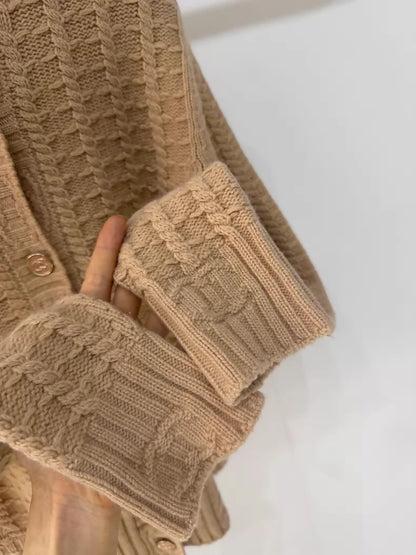 Chanel 23B 3D double C embossed knit cardigan