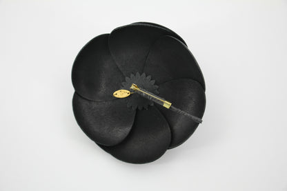 Chanel Vintage 81-85 Patent Leather Black Large Camellia Brooch