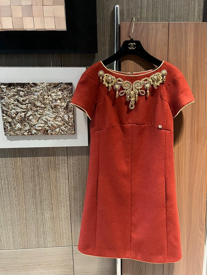 Chanel Paris Salzburg red gold dress