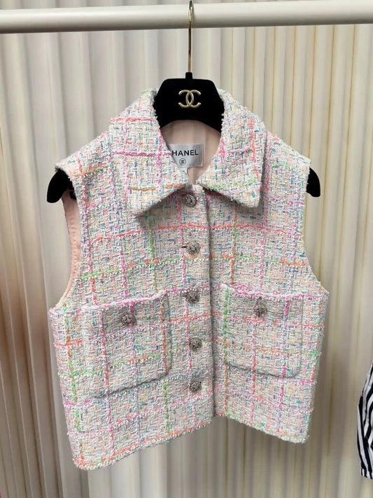 Chanel 24C Popular Colorful Tweed Vest