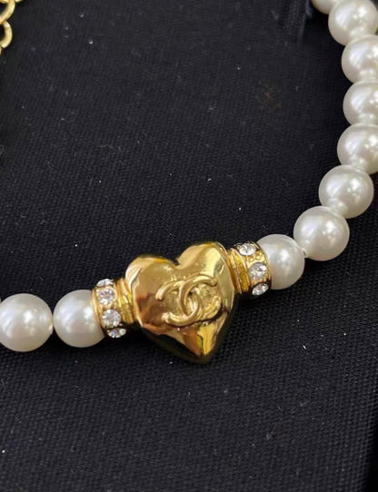 Chanel pearl gold heart diamond bracelet, brand new with box