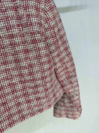 Miumiu 2024 Pink and White Checkered Jacket with Gold Buttons