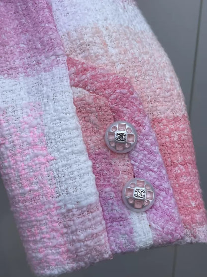 Chanel 23S pink Tweed Collar Jacket
