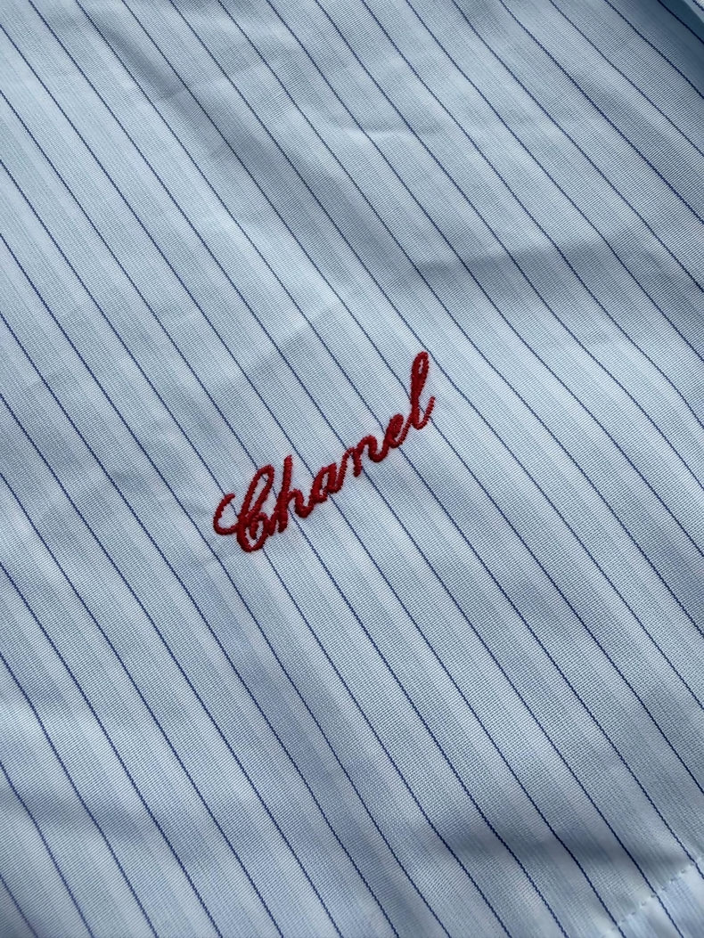 Chanel 26s Blue Striped shirt