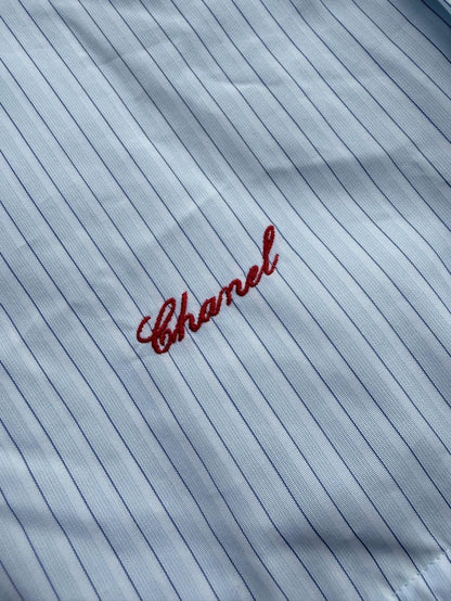 Chanel 26s Blue Striped shirt