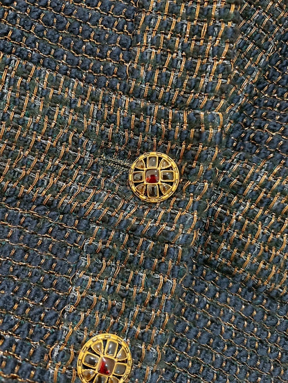 Chanel 19A Blue and Gold Tweed Jacket