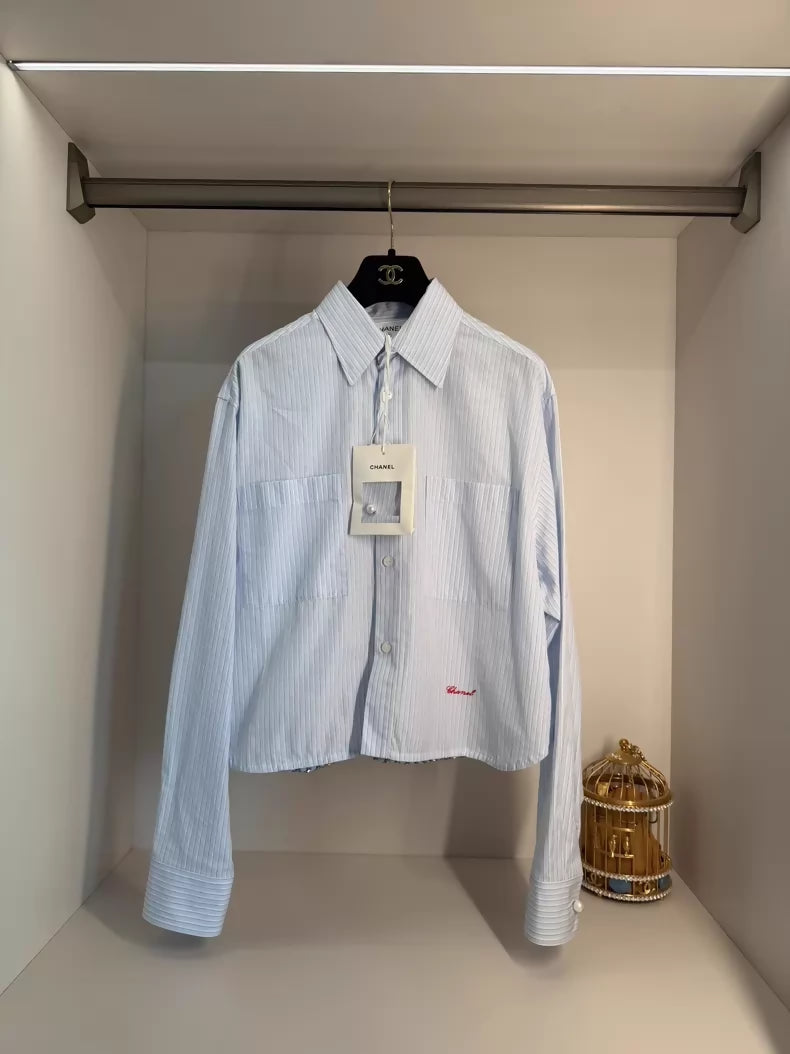 Chanel 26 blue striped shirt