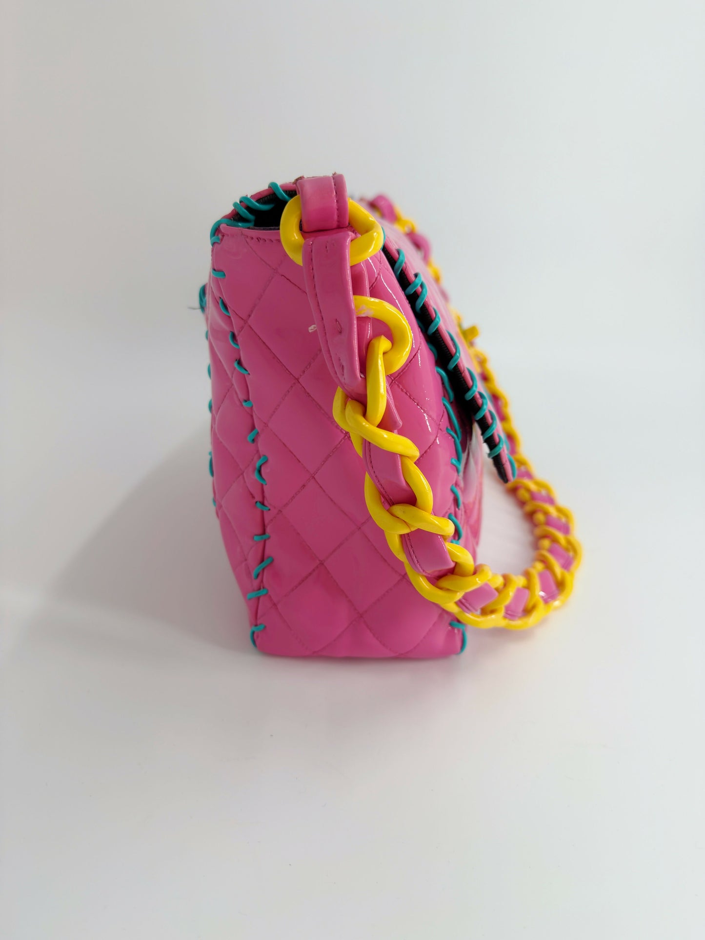 Chanel 1994 Vintage Pink Vinyl Jumbo Flap Bag