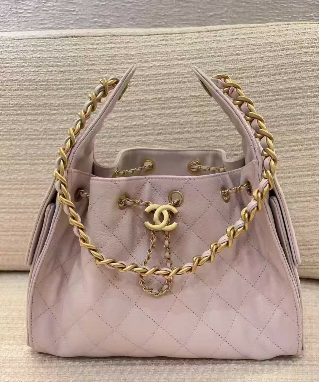 Chanel 2025 Grained Calfskin & Gold-Tone Pink Small Handbag