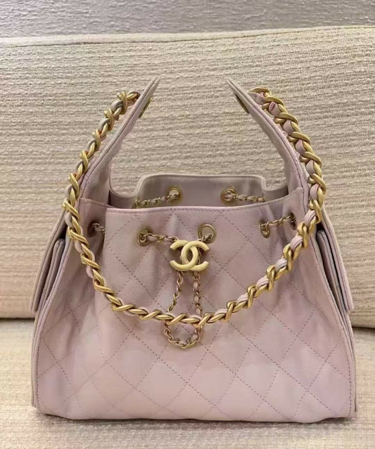 Chanel 2025 Grained Calfskin & Gold-Tone Pink Small Handbag