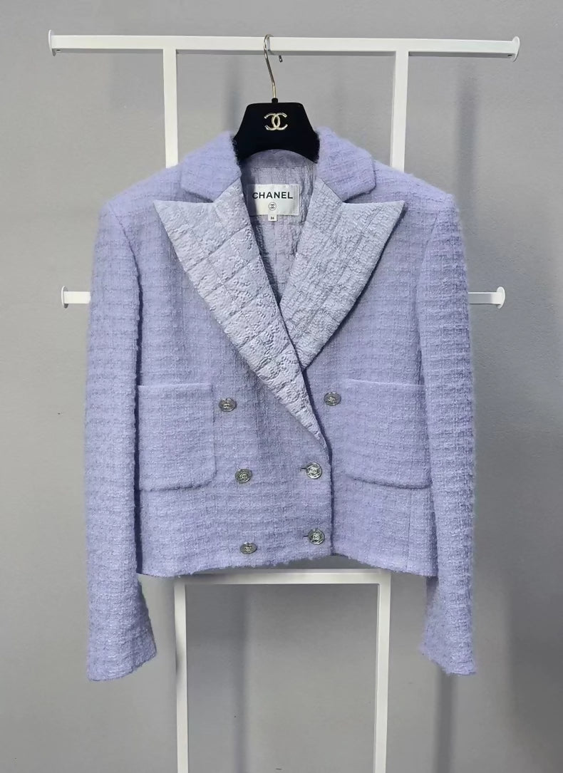 Chanel 21 purple tweed jacket